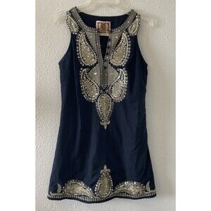 Free People Dress Women's Size 0 Black Gold Shift Sequined Fairy Whimsigoth